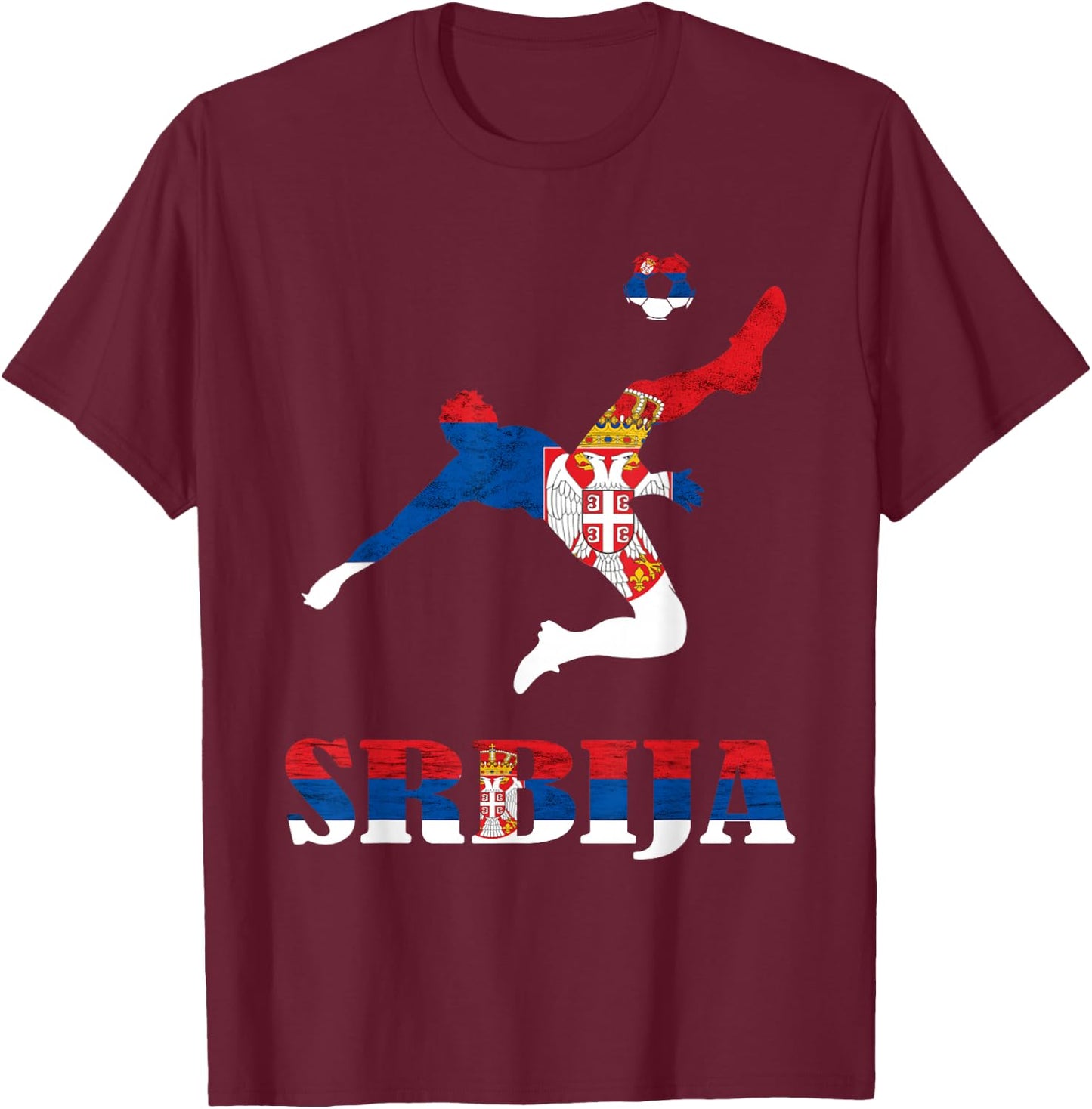Serbia Soccer Player Srbija Serbian Pride Serbian Flag T-Shirt - T-Shirt | Maroon