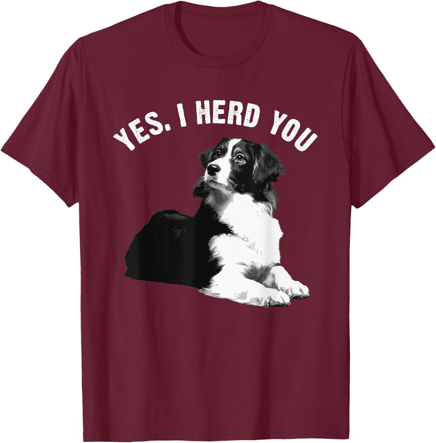 Funny Border Collie Art Men Women Puppy Border Collie Lovers T-Shirt - T-Shirt | Maroon