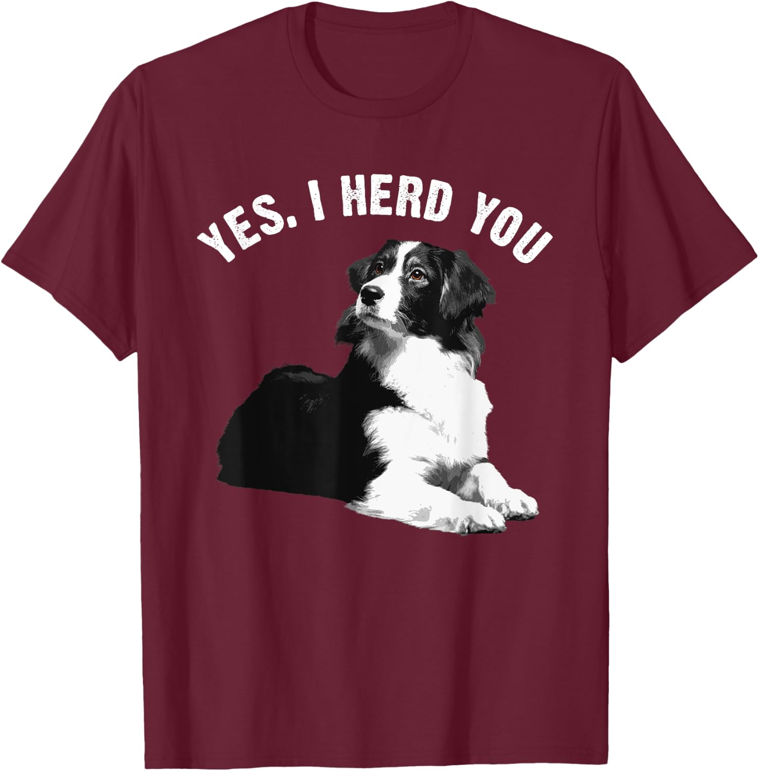 Funny Border Collie Art Men Women Puppy Border Collie Lovers T-Shirt - T-Shirt | Maroon