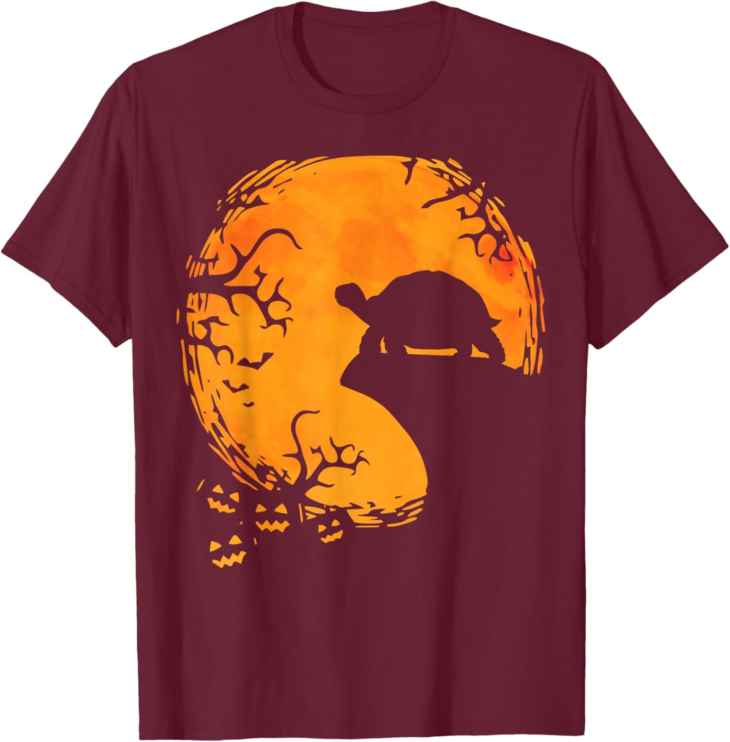 Funny Tortoise Halloween Silhouette Spooky Tortoise Lover T-Shirt - T-Shirt | Maroon