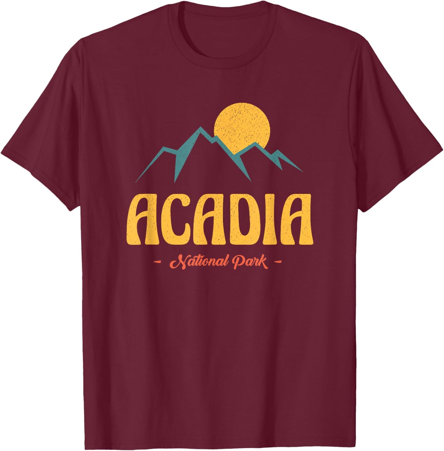 US Adventure Vintage Acadia National Park Souvenirs T-Shirt - T-Shirt | Maroon