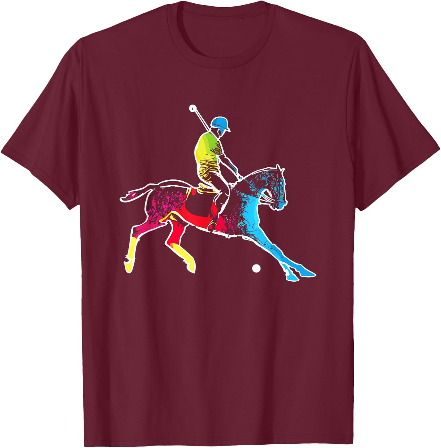 Horse Polo Player - Colorful Polo Sports Horseback Riding T-Shirt - T-Shirt | Maroon