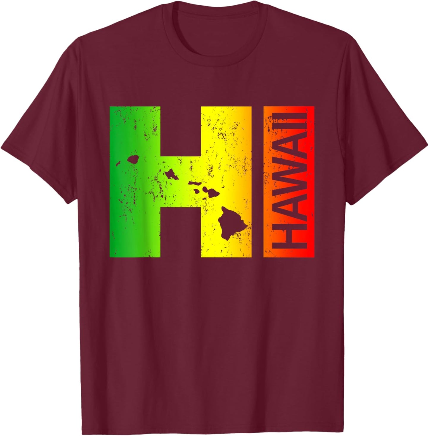 HI Hawaii Islands Hawaiian Beach T-Shirt - T-Shirt | Maroon