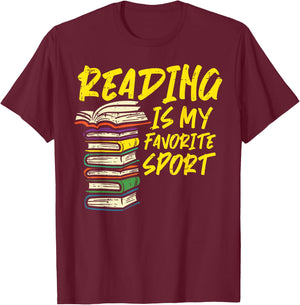 Reading Is My Favorite Sport Book Lover Bookworm Librarian T-Shirt - T-Shirt | Maroon