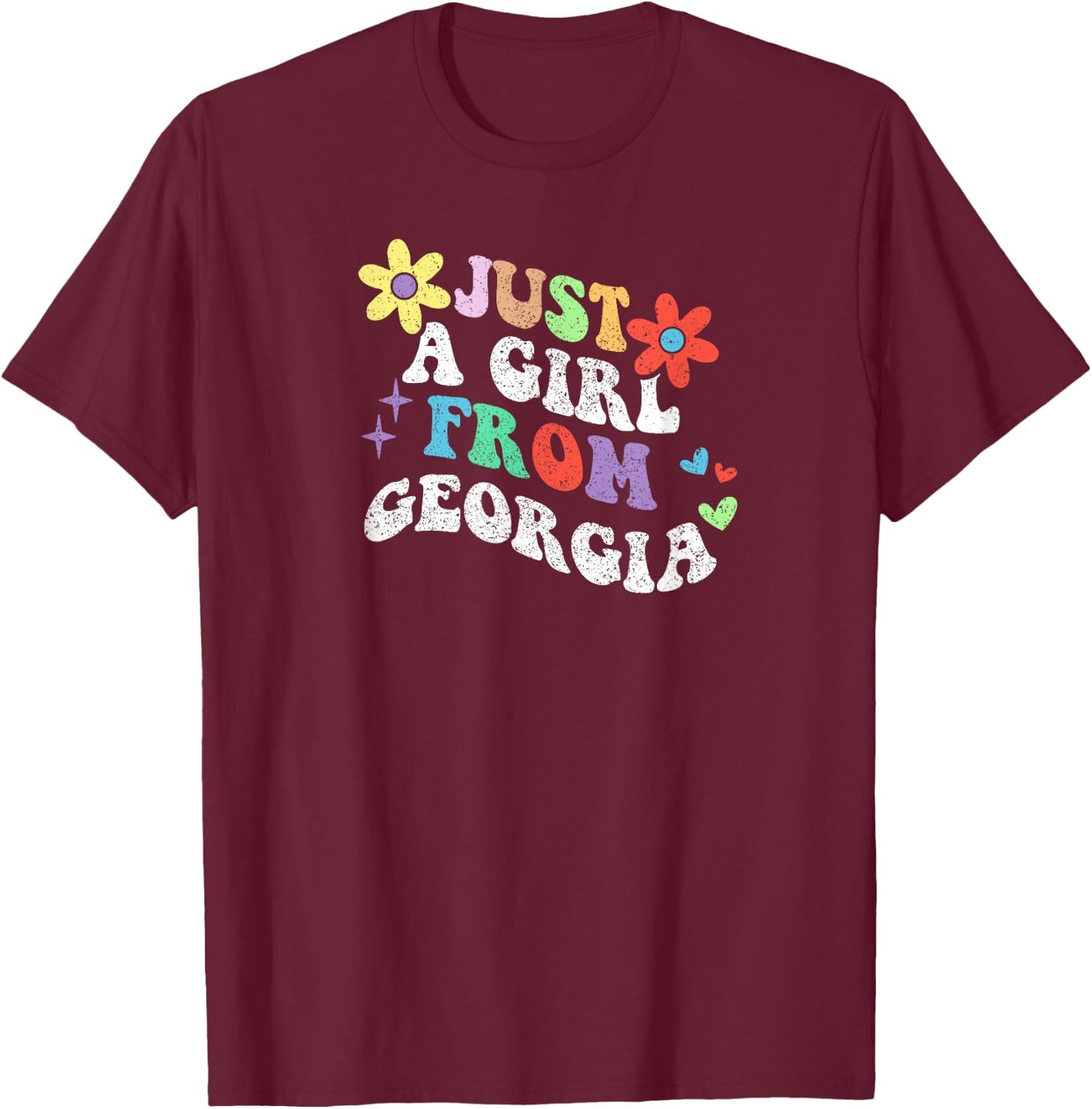 Retro Groovy Just A Girl From Georgia Mother's Day 2023 T-Shirt - T-Shirt | Maroon
