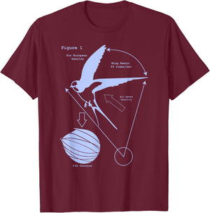 Airspeed Velocity with a Coconut and a European Swallow T-Shirt - T-Shirt | Maroon