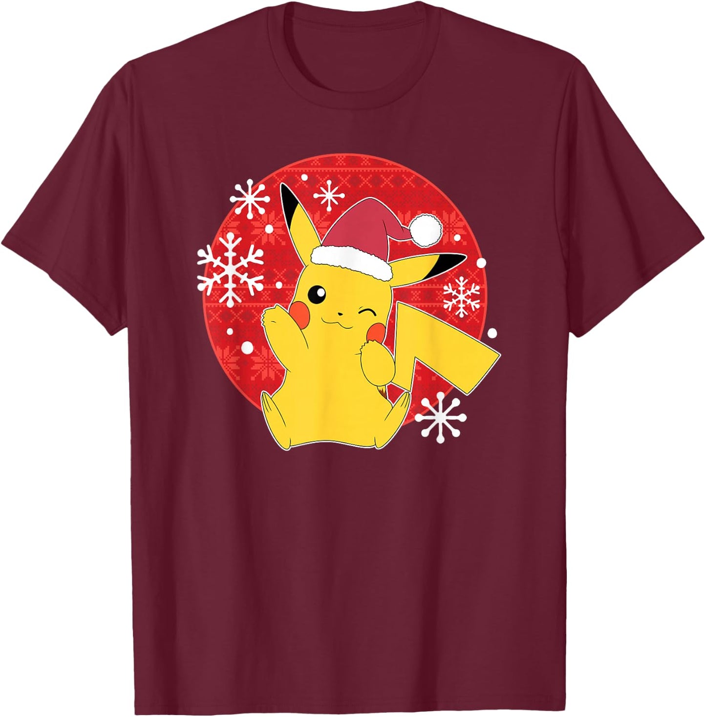Pokémon - Pikachu Santa Hat Ugly Sweater T-Shirt - T-Shirt | Maroon