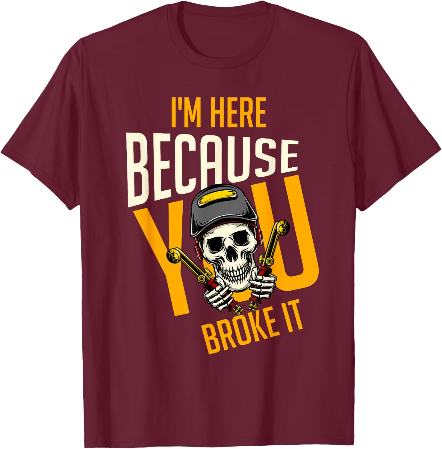 Funny Maintenance Worker Vintage Skull-woker Welder T-Shirt - T-Shirt | Maroon
