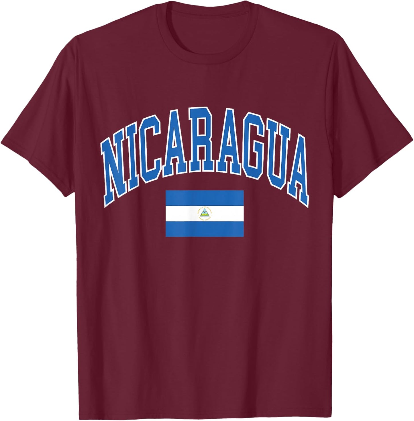 Nicaragua Flag T-Shirt - T-Shirt | Maroon