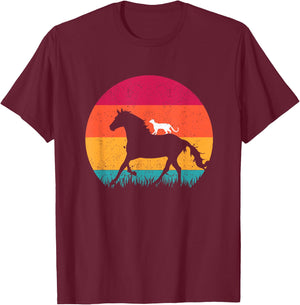 Horseback Riding Cat Ride Horses Funny Cats Horse Equestrian Men Women Girls Kids T-Shirt - T-Shirt | Maroon