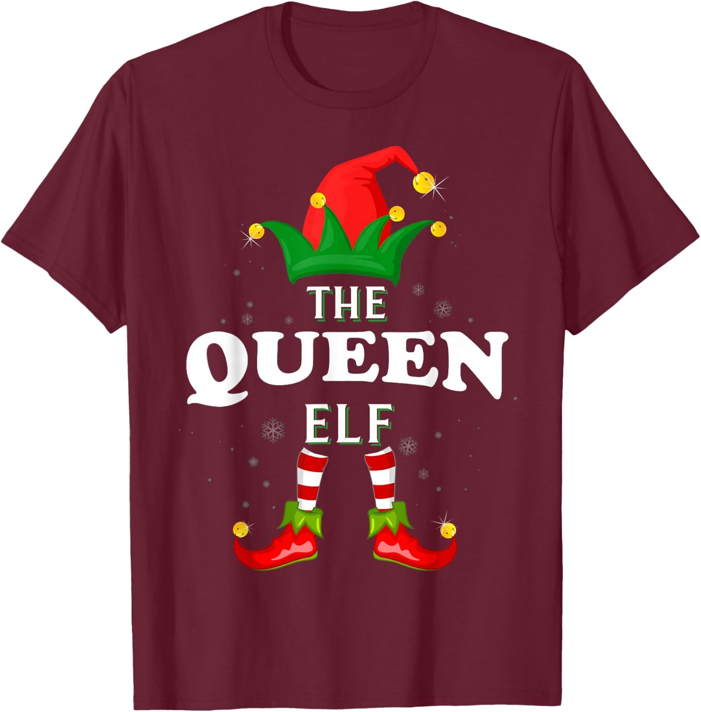 Xmas Queen Elf Family Matching Christmas Pajama T-Shirt - T-Shirt | Maroon