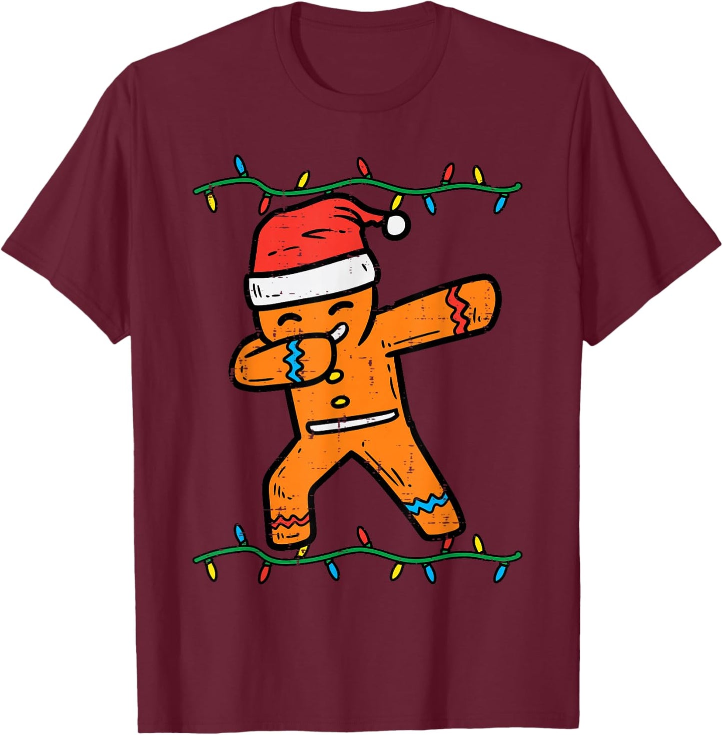 Dabbing Gingerbread Man Cookie Christmas Boys Men Kids Xmas T-Shirt - T-Shirt | Maroon