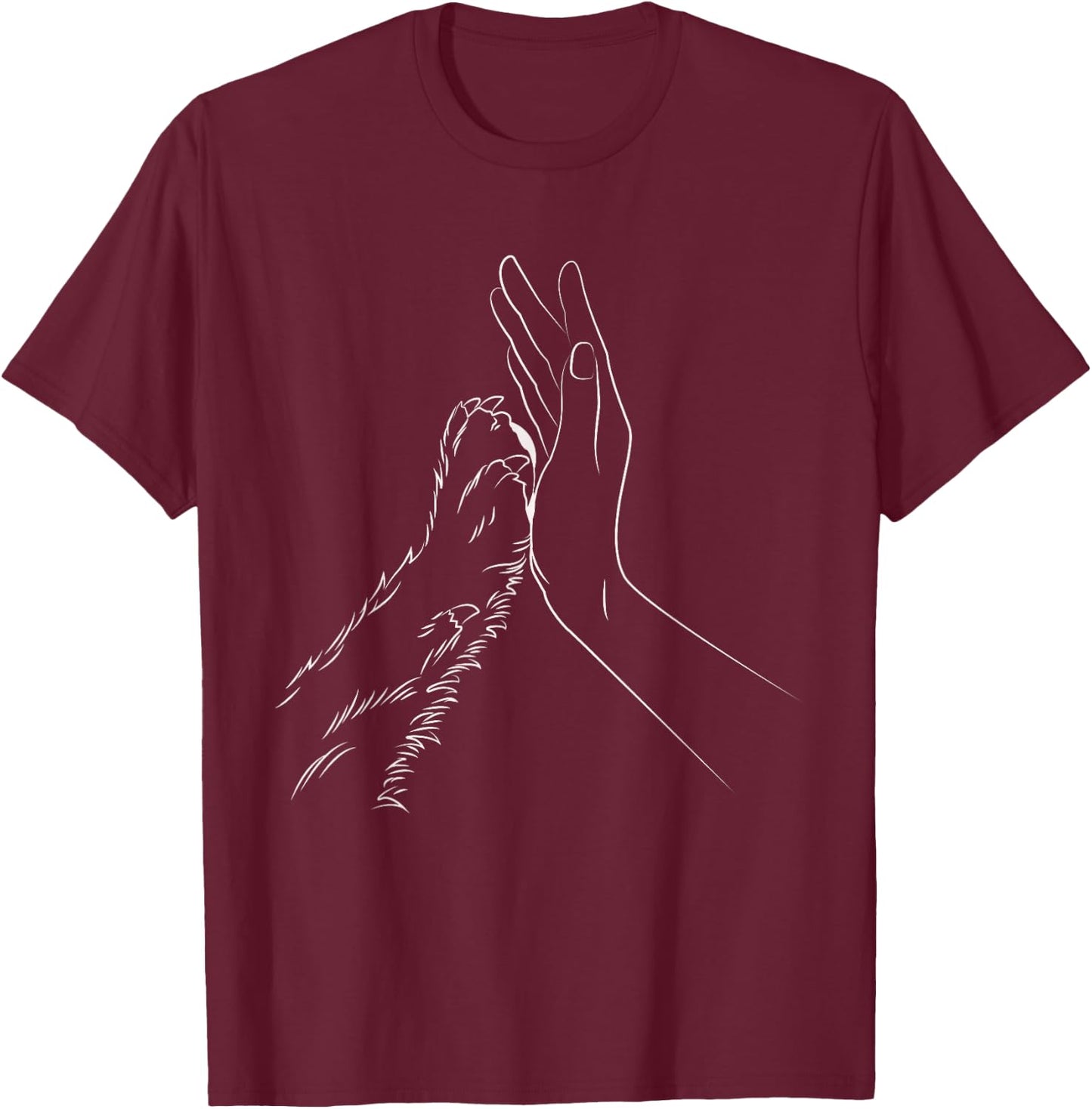 Paw Human Hand Dog Lovers Dog Owners T-Shirt - T-Shirt | Maroon