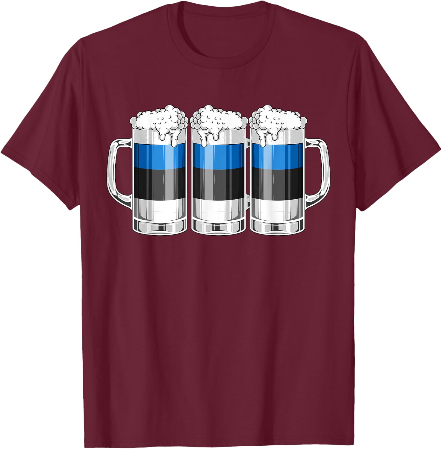 Beer Estonian Shirt - Beer Estonia Flag Patriotic T-Shirt - T-Shirt | Maroon