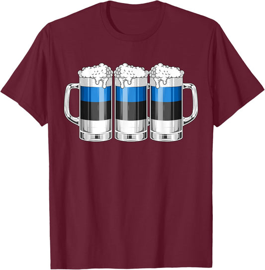 Beer Estonian Shirt - Beer Estonia Flag Patriotic T-Shirt - T-Shirt | Maroon