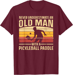 Cool Pickleball Art Grandpa Paddle Pickleball Player T-Shirt - T-Shirt | Maroon