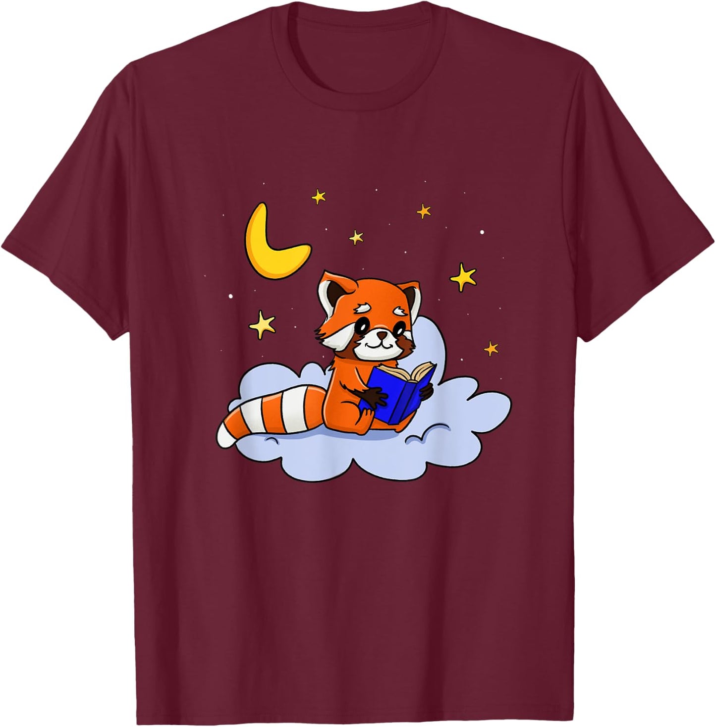 Funny Red Panda Reading Book for Bookworm and Book Lover T-Shirt - T-Shirt | Maroon