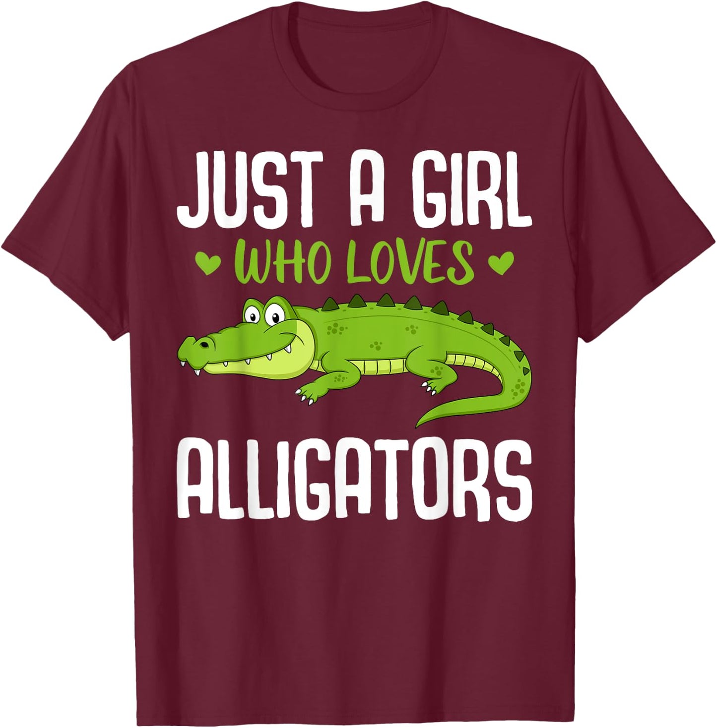Funny Alligator Design Girls Kids Women Reptile Gator Lover T-Shirt - T-Shirt | Maroon