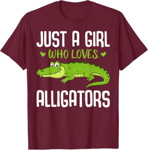Funny Alligator Design Girls Kids Women Reptile Gator Lover T-Shirt - T-Shirt | Maroon