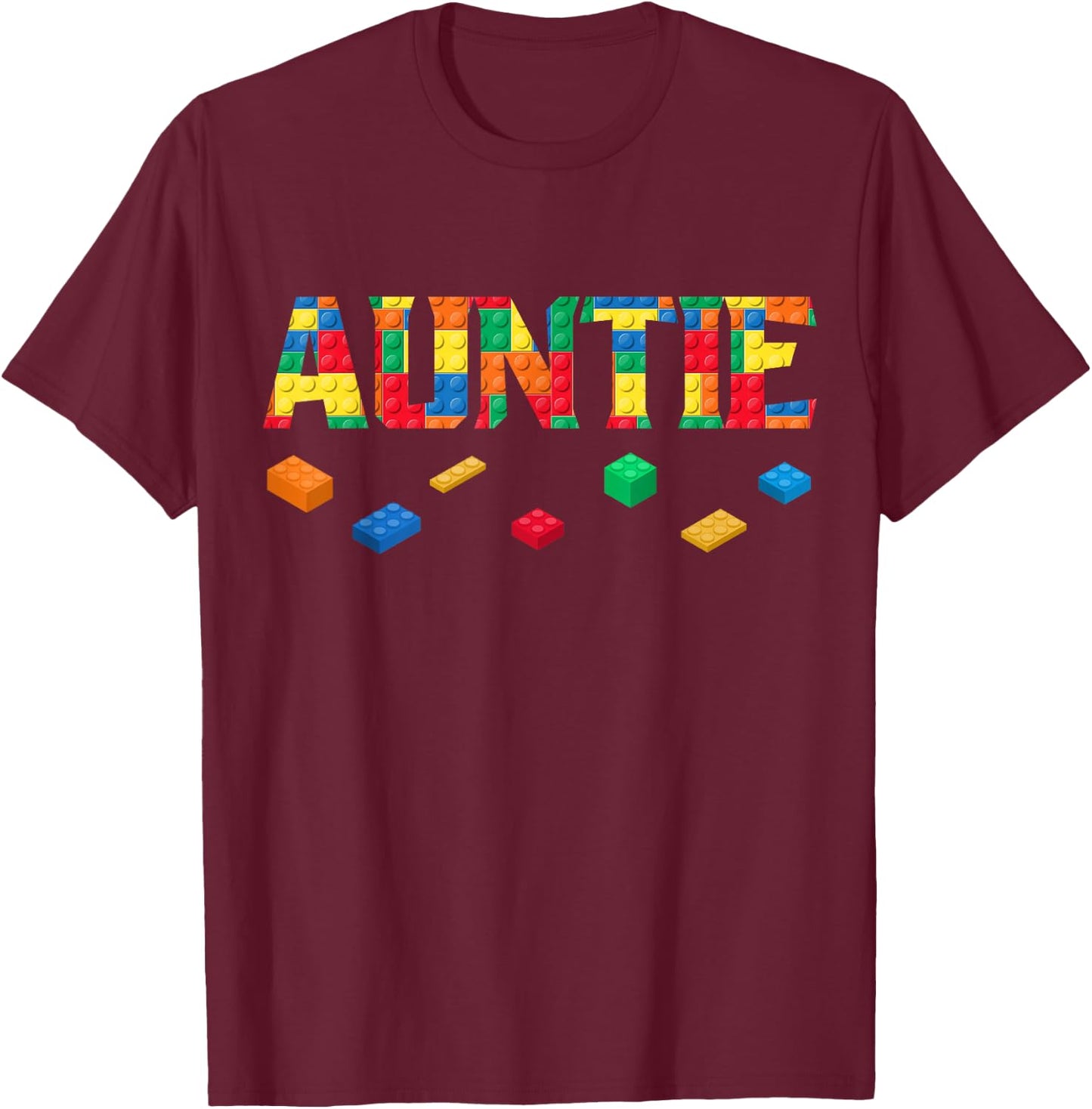 Master Builder Auntie Birthday Boy Building Bricks Blocks T-Shirt - T-Shirt | Maroon