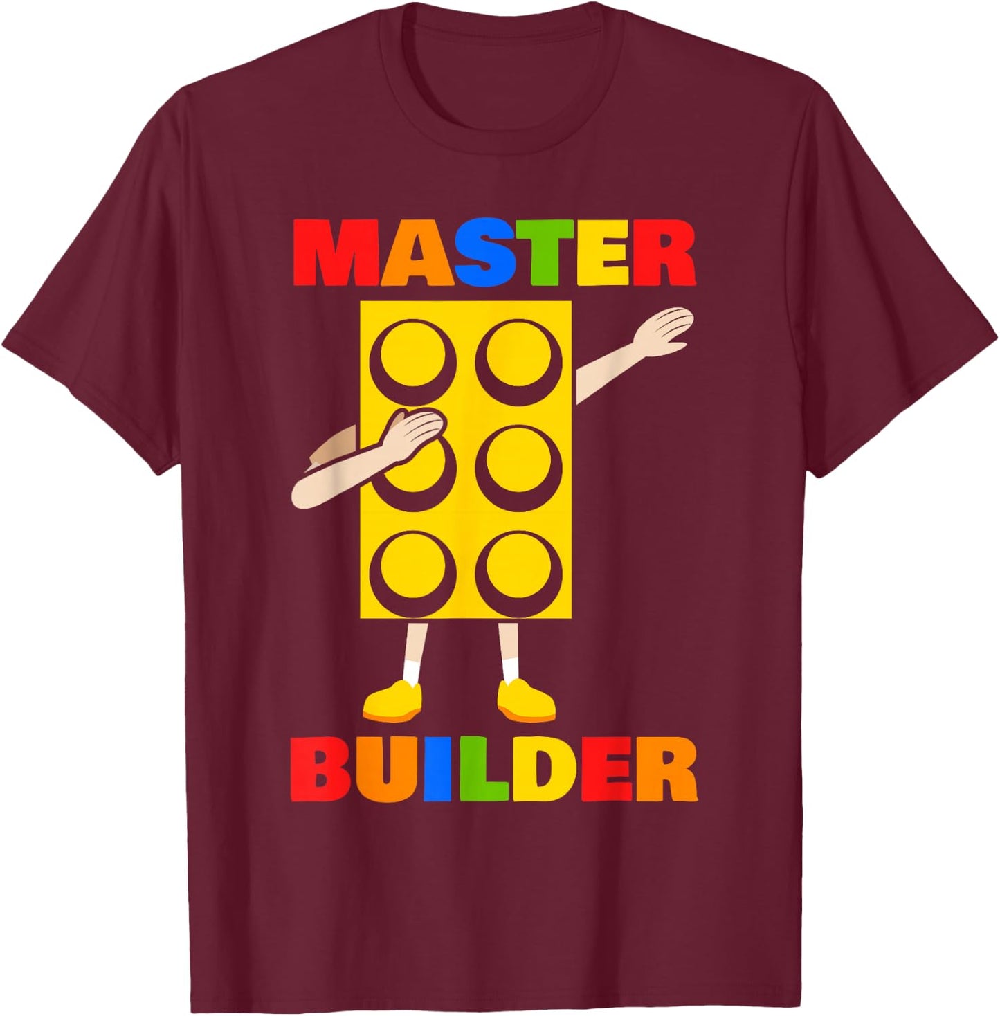 Master Builder Bricks Blocks Play Toys T-Shirt - T-Shirt | Maroon