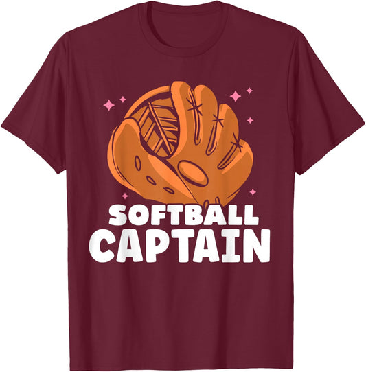 Softball Captain Cute Softballer Player Match Softball T-Shirt - T-Shirt | Maroon