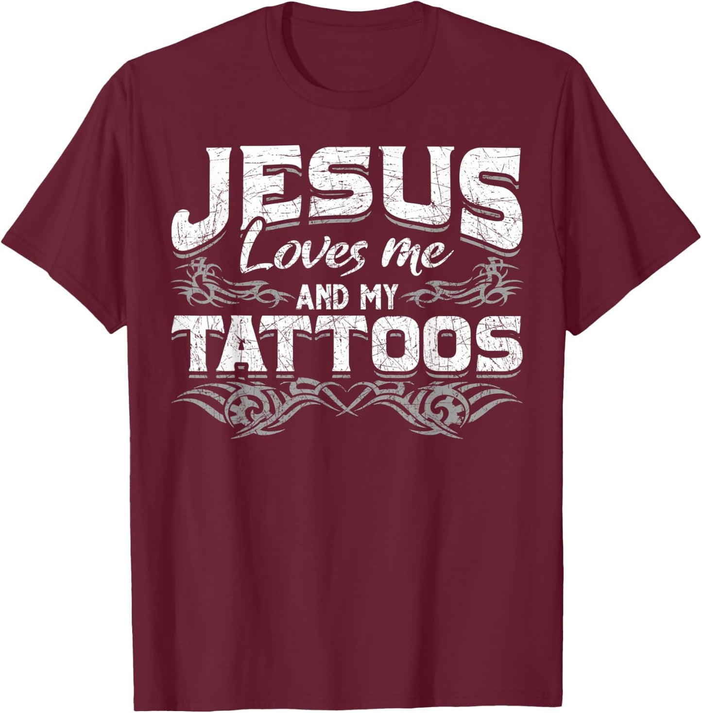 Inked Jesus Prayer Tattooed Christian Tattoo Artist Tattoo T-Shirt - T-Shirt | Maroon