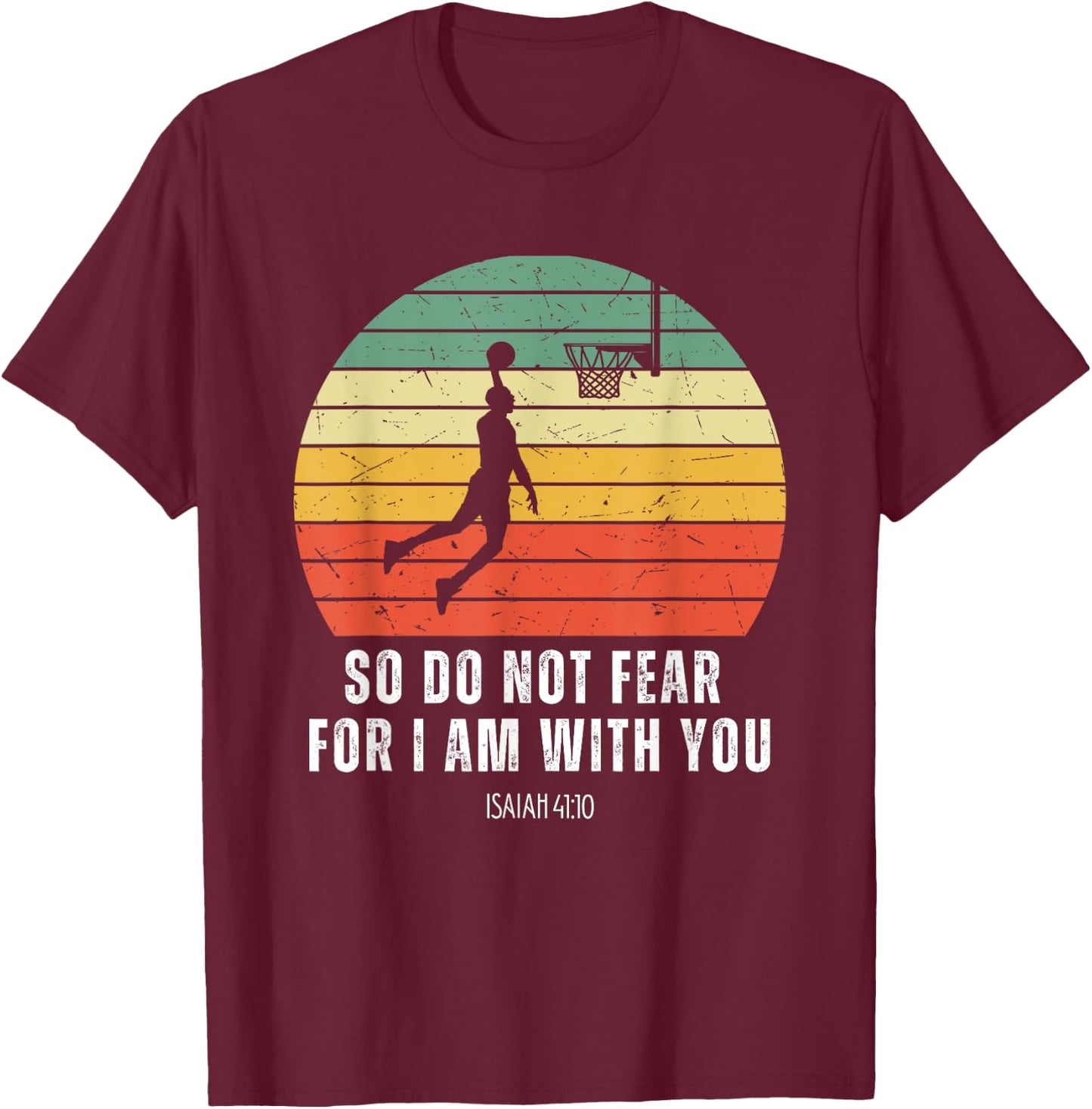 Christian Retro Basketball Verse Men Boys Kids Religious T-Shirt - T-Shirt | Maroon