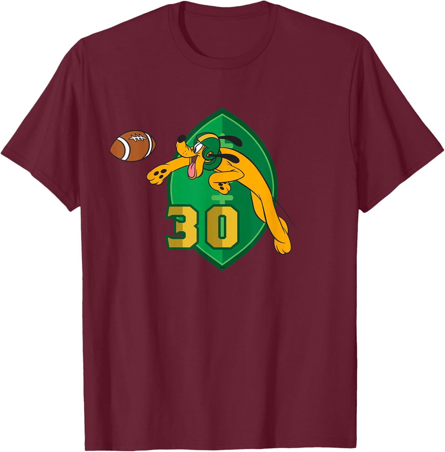 Disney Pluto #30 Football Catch Sports T-Shirt - T-Shirt | Maroon