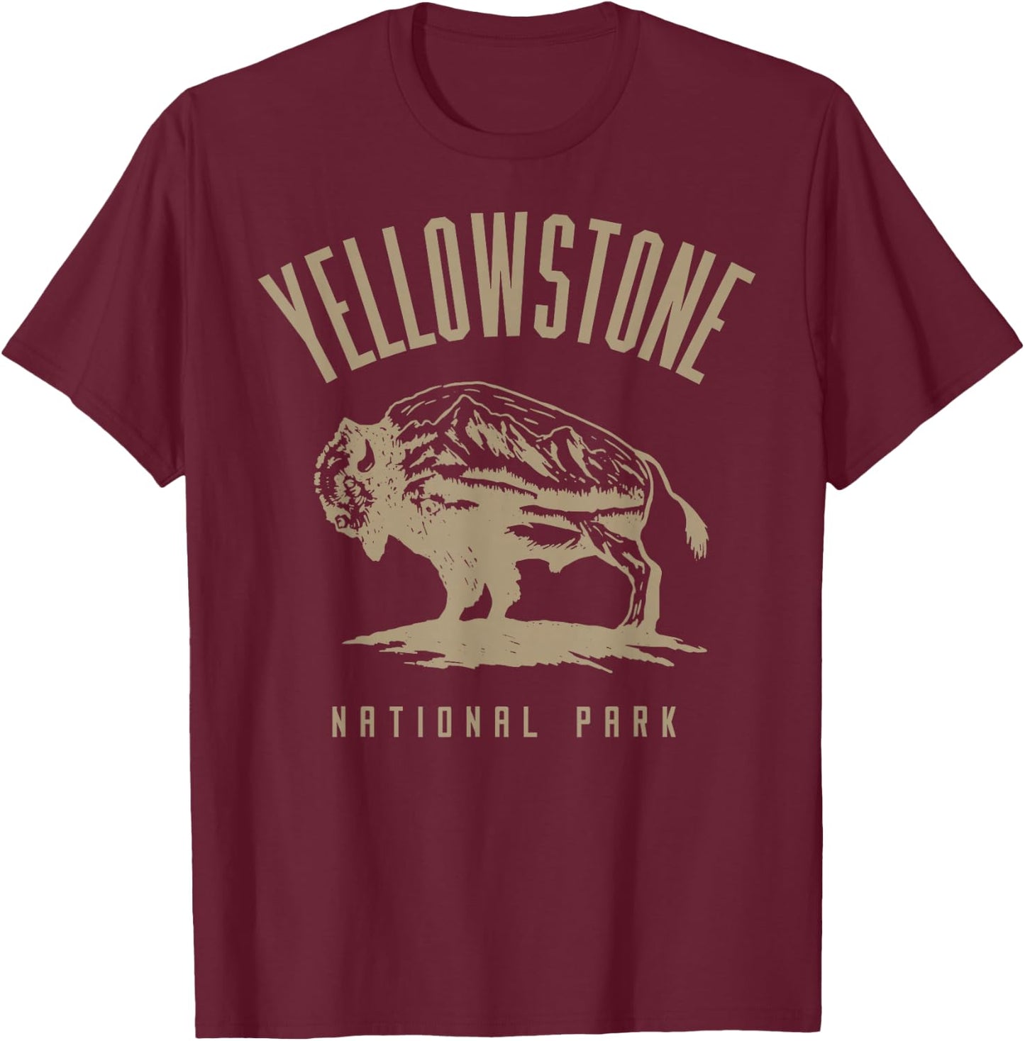 Retro Yellowstone National Park US Vintage Yellowstone T-Shirt - T-Shirt | Maroon
