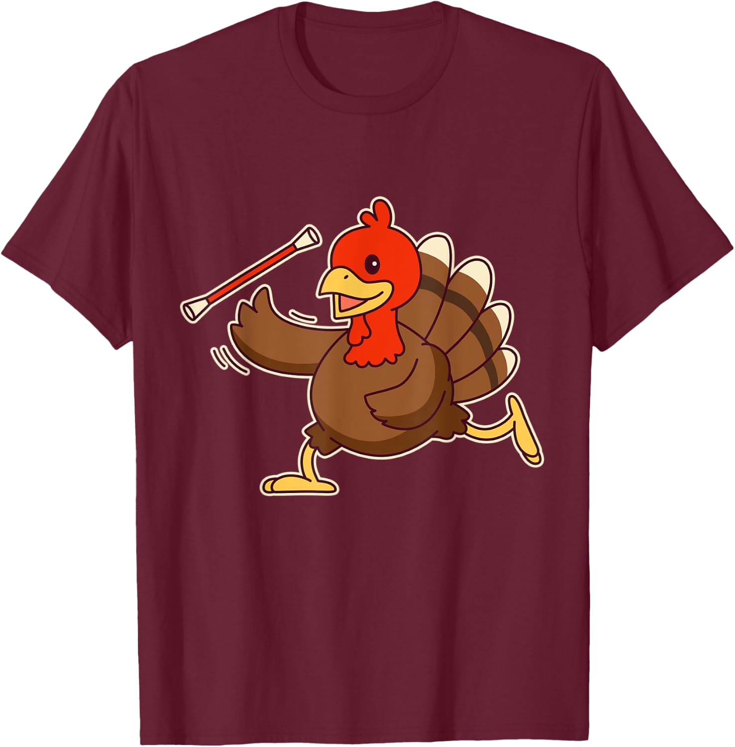 Funny Acrobatic Turkey Baton Twirling - Twirler T-Shirt - T-Shirt | Maroon
