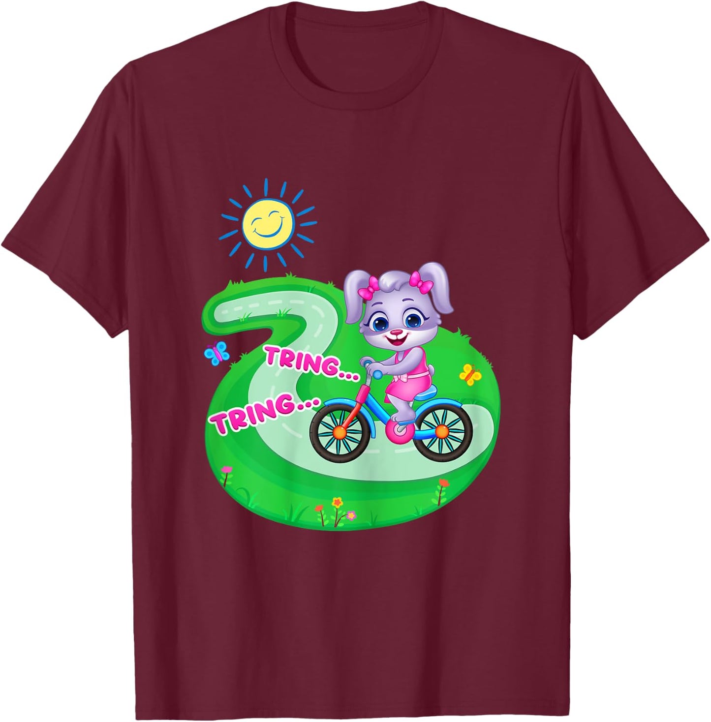 Ruby's Cycle Adventure | Official Lucas & Friends Graphic T-Shirt - T-Shirt | Maroon