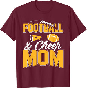 Football and Cheer Mom Cheerleading Mother Football T-Shirt - T-Shirt | Maroon