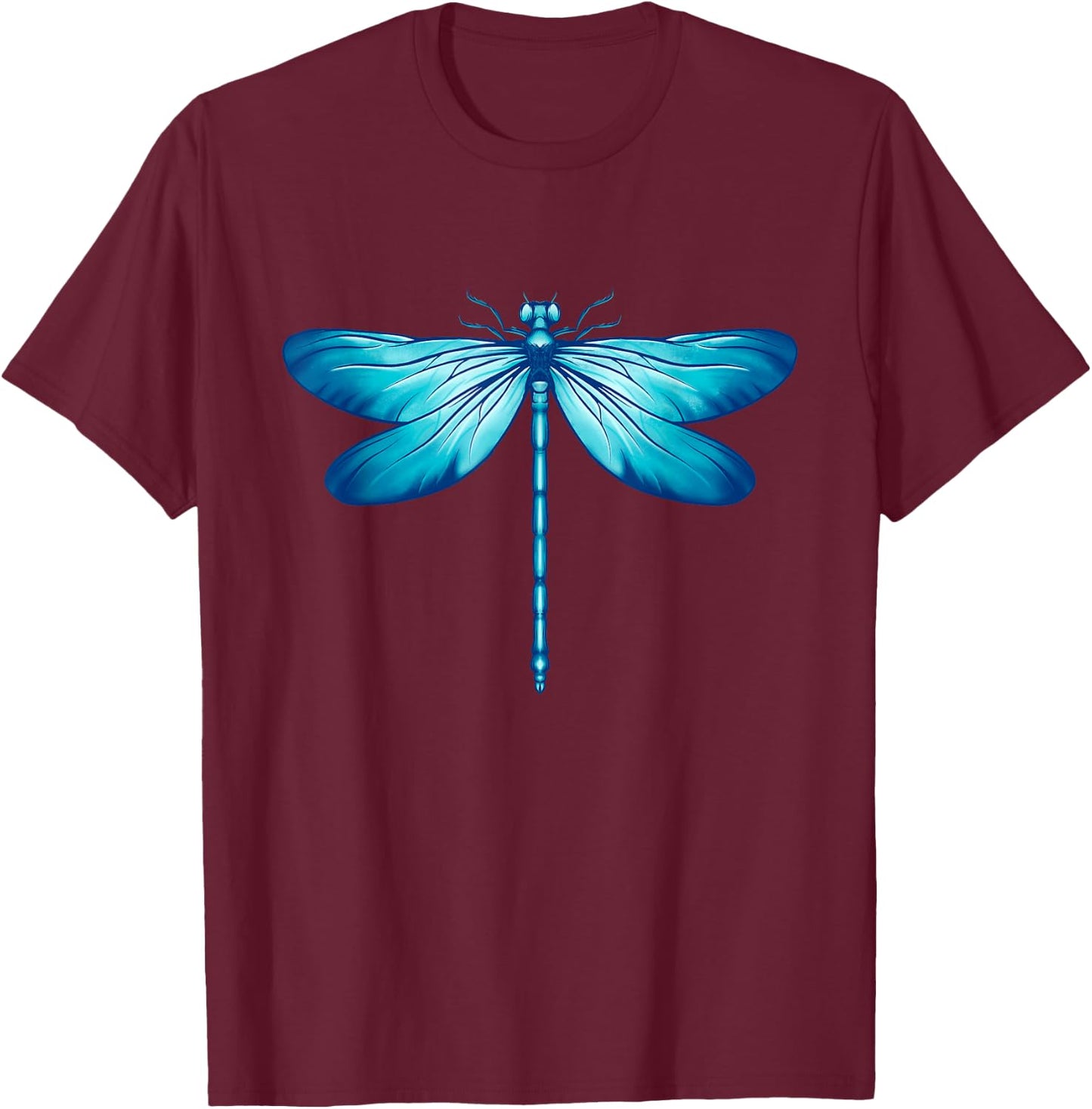 Blue Dragonfly - Insect Wildlife Animal Lover Entomologist T-Shirt - T-Shirt | Maroon