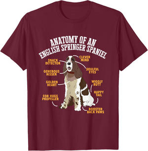 Anatomy Of An English Springer Spaniel T-Shirt - T-Shirt | Maroon