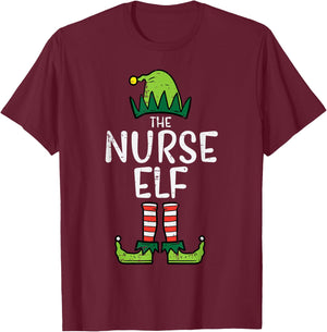 Nurse Elf Xmas Matching Christmas For Family Winter Scrub T-Shirt - T-Shirt | Maroon