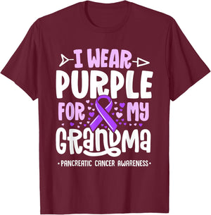 I Wear Purple For My Grandma Pancreatic Cancer Awareness T-Shirt - T-Shirt | Maroon