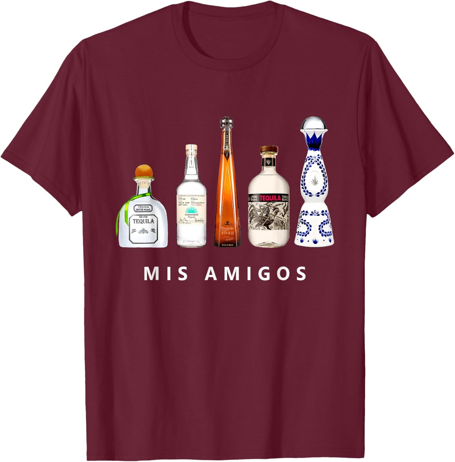 Mis Amigos Tequila Funny Cinco De Mayo Mexican Party T-Shirt - T-Shirt | Maroon