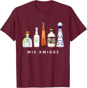 Mis Amigos Tequila Funny Cinco De Mayo Mexican Party T-Shirt - T-Shirt | Maroon