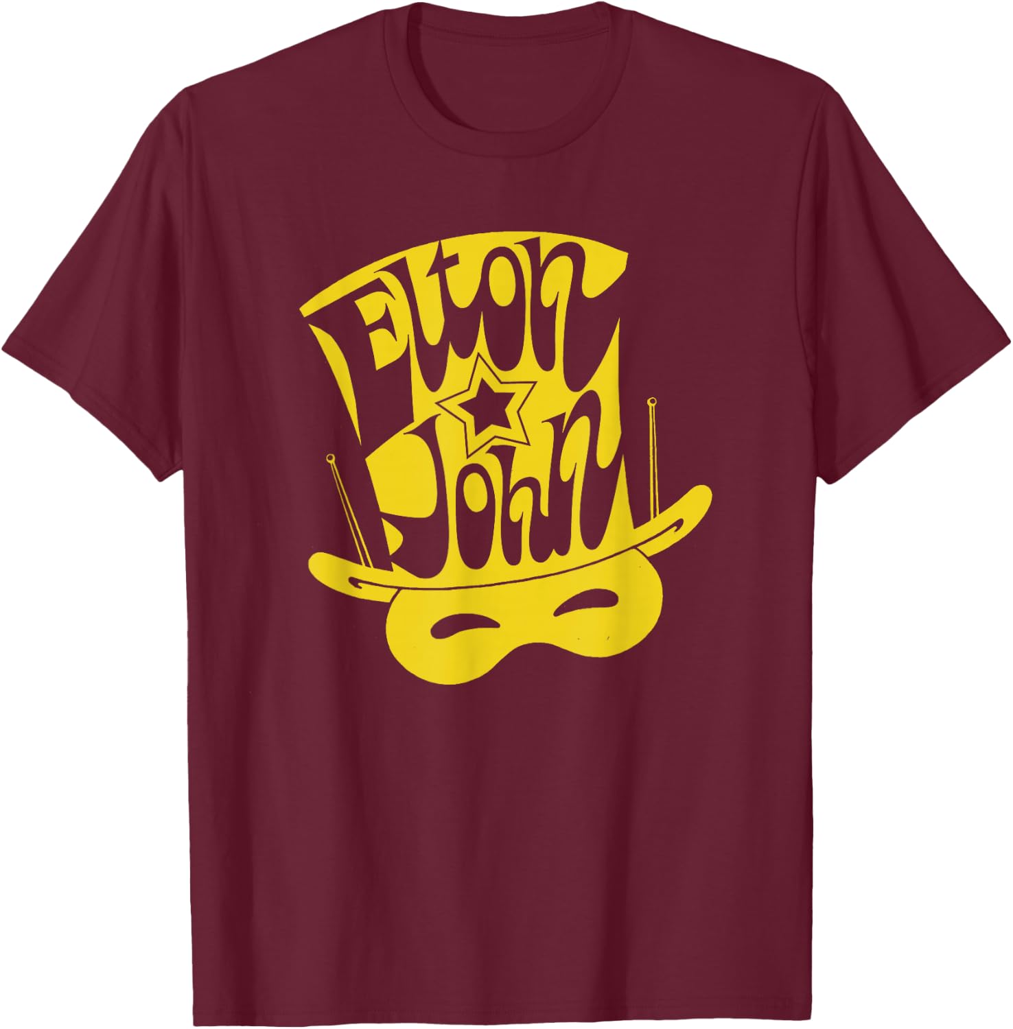 Official Elton John Hat T-Shirt - T-Shirt | Maroon