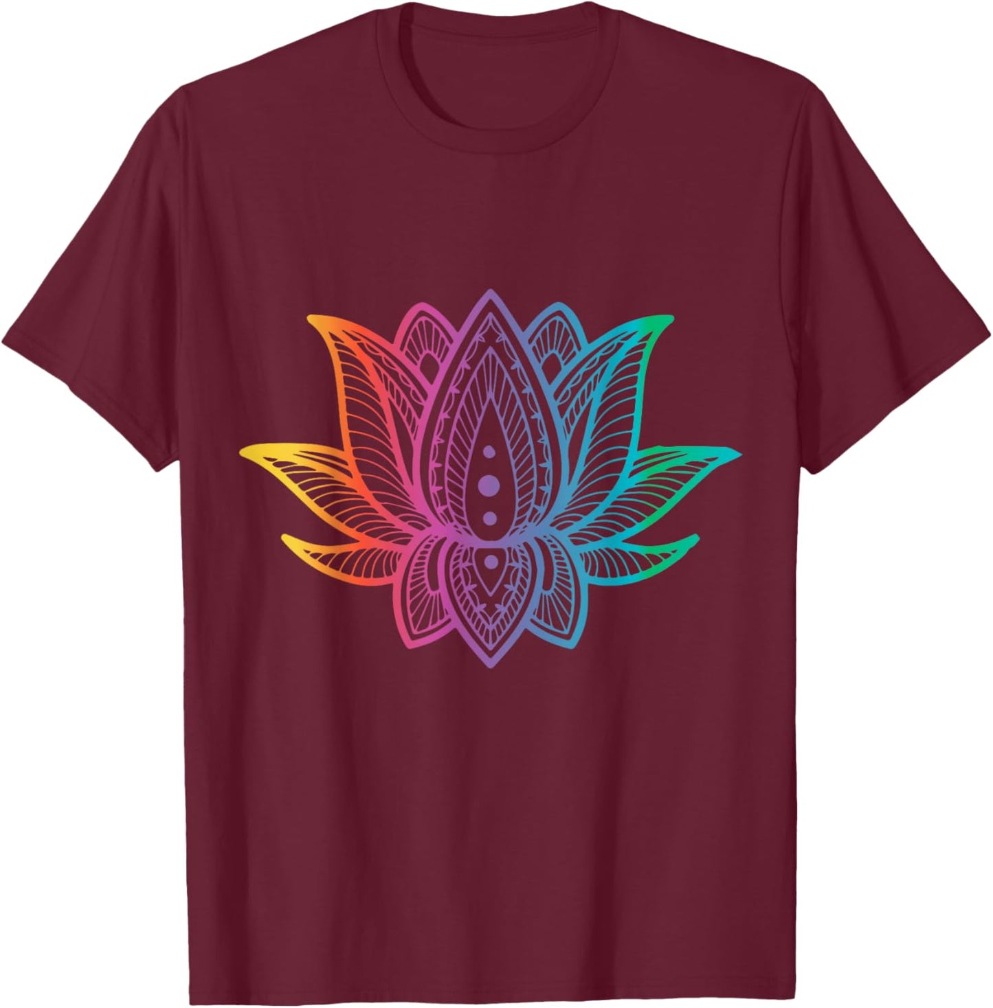 Mandala Lotus Flower Graphics T-Shirt - T-Shirt | Maroon