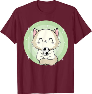 Ragdoll Cat With Soccer Men Women Kids T-Shirt - T-Shirt | Maroon