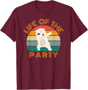Life of the party, dabbing polar bear, birthday, Christmas T-Shirt - T-Shirt | Maroon