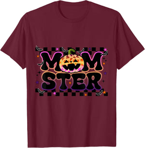 Funny Momster Shirt Halloween Pumpkin Mom Ster T-Shirt - T-Shirt | Maroon