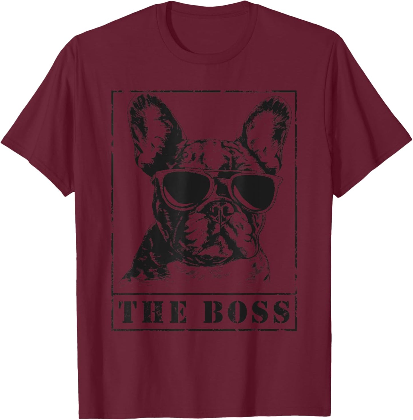 The Funny Frenchton Boss Mom Dad Dog Lover Women Girls Kids T-Shirt - T-Shirt | Maroon