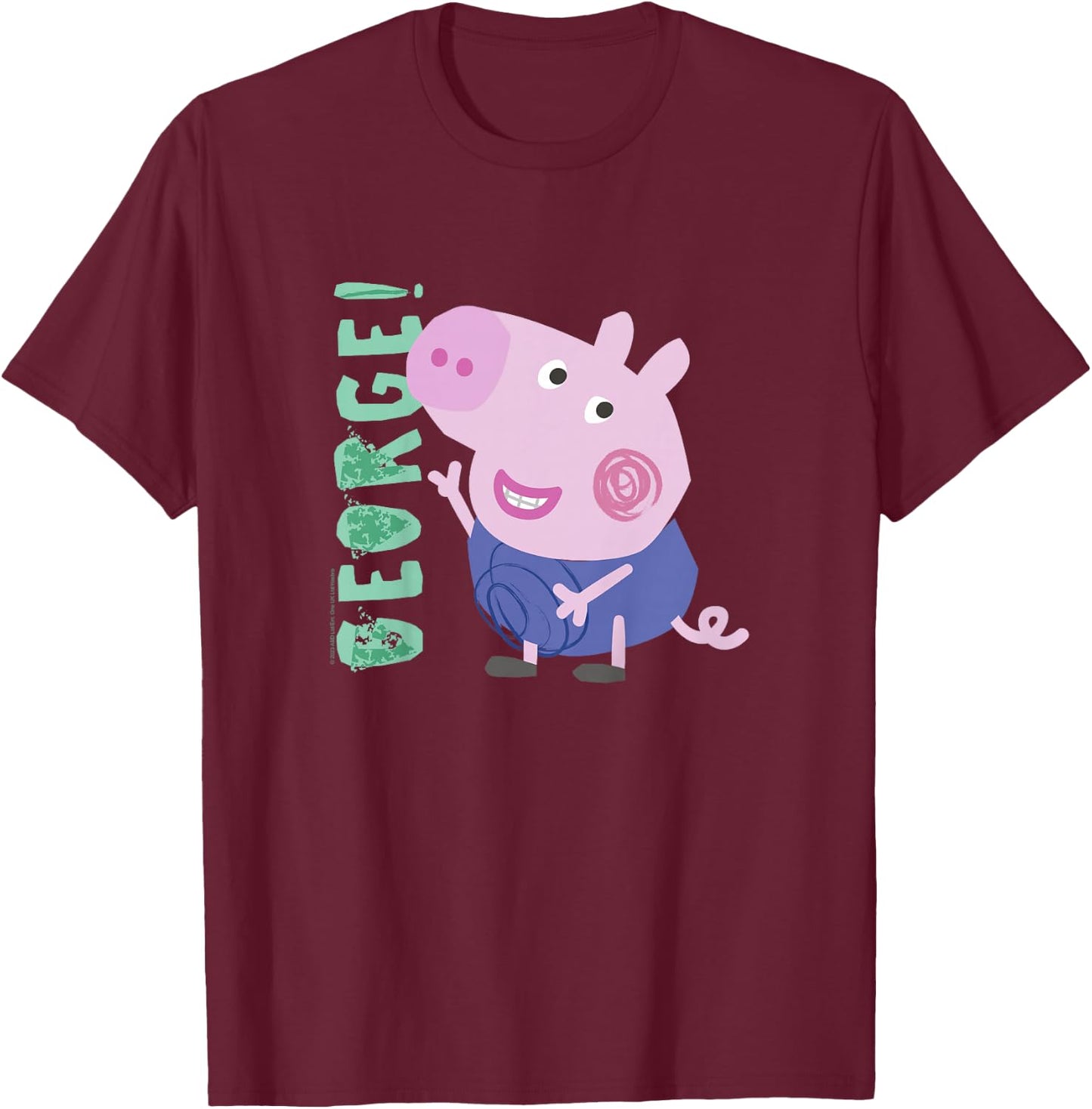 Peppa Pig George! Text Full Body Smiling Portrait T-Shirt - T-Shirt | Maroon