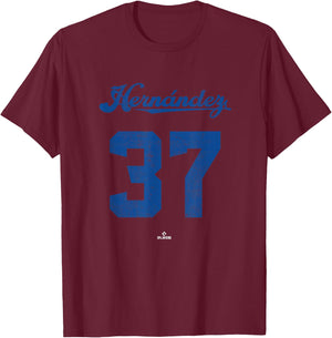 Teoscar Hernandez 37 Teoscar Hernandez Toronto MLBPA T-Shirt - T-Shirt | Maroon