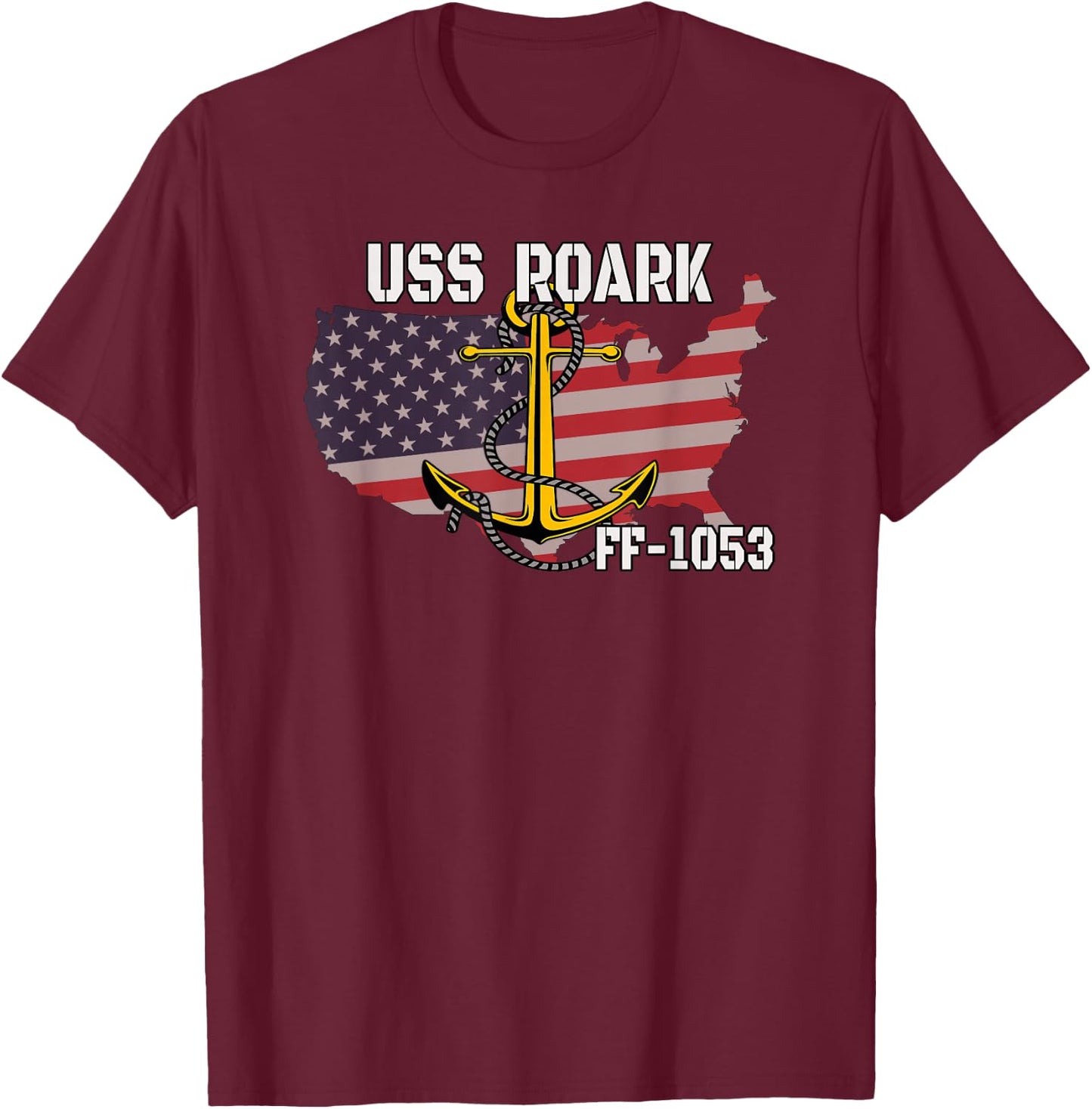 USS Roark FF-1053 Frigate Veteran Day Son Father Grandpa Dad T-Shirt - T-Shirt | Maroon