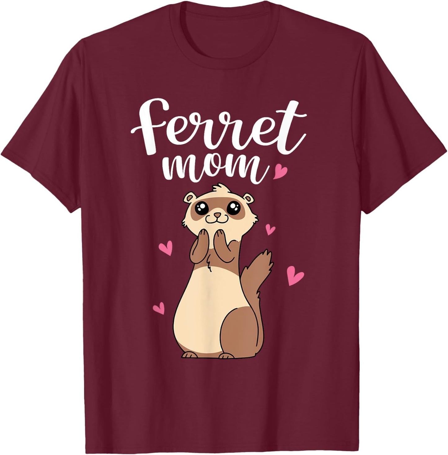 Mother's Day Cute Women Weasel Ferret Mom T-Shirt - T-Shirt | Maroon