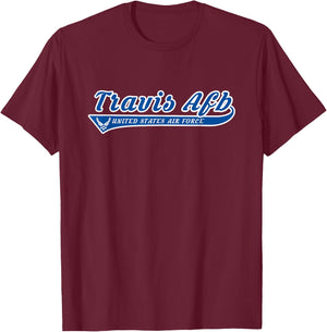 Travis Air Force Base Travis AFB California CA Vintage Gift T-Shirt - T-Shirt | Maroon